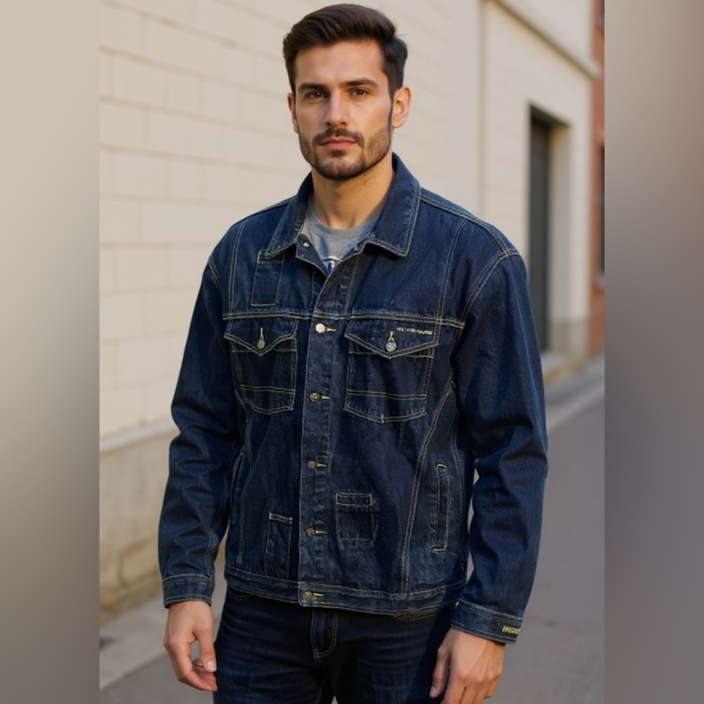 Vintage Mojeans Maurice Malone Blue Denim Trucker Y2K Jacket